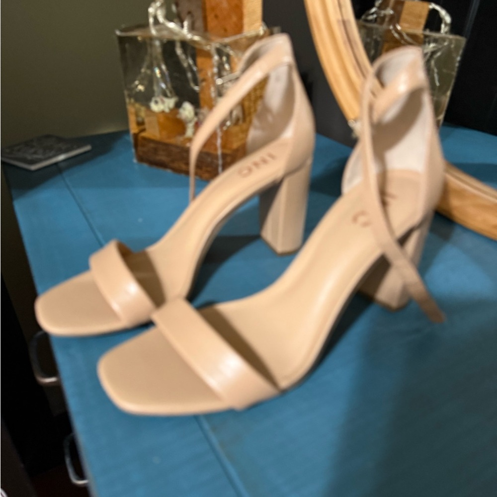 INC International Concepts Nude Block Heel Sandals